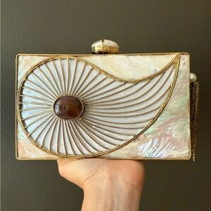 Elegant Gold and Cream Clutch